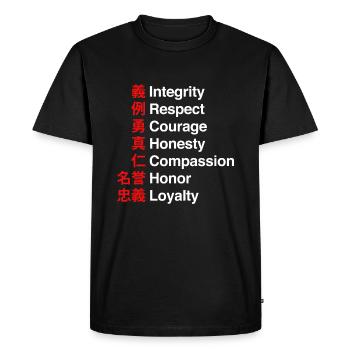Bushido Code - Le code de la voie des samouraïs - T-shirt Premium bio Homme - noir - Devant - Nico (187cm)