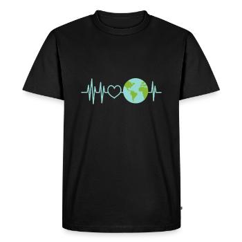 Terre Heartbeat Jour de la Terre - T-shirt Premium bio Homme - noir - Devant - Nico (187cm)