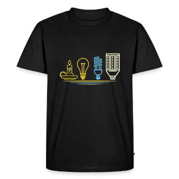 Funny Electrician Engineer - Light Bulb - Men's Premium Organic T-Shirt - black - Front - Nico (187cm)