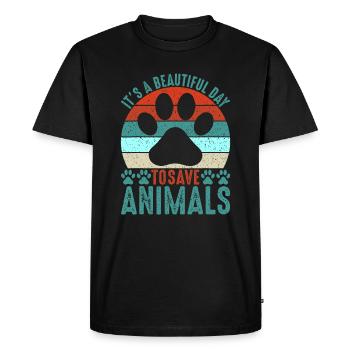 Une belle journée pour sauver les animaux Sauver les animaux - T-shirt Premium bio Homme - noir - Devant - Nico (187cm)
