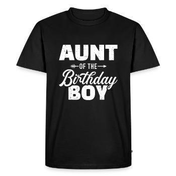 Tante du garçon d’anniversaire fils correspondant à la famille - T-shirt Premium bio Homme - noir - Devant - Nico (187cm)