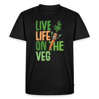 Funny plant based design, carrot with funny Vegan - Men's Premium Organic T-Shirt - black - Front - Nico (187cm)