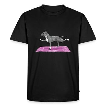 Pitbull faisant du yoga drôle Pitbull Dog Lover - T-shirt Premium bio Homme - noir - Devant - Nico (187cm)