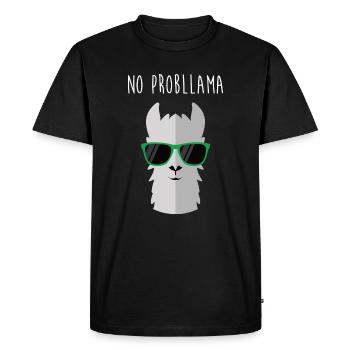 Animal Pun Llama Lover 'No Probllama' Funny Llama - Men's Premium Organic T-Shirt - black - Front - Nico (187cm)