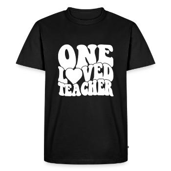 Retro Groovy Teacher Valentines Day - Men's Premium Organic T-Shirt - black - Front - Nico (187cm)