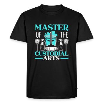 Maître de l’école de conciergerie des arts gardiens - T-shirt Premium bio Homme - noir - Devant - Nico (187cm)