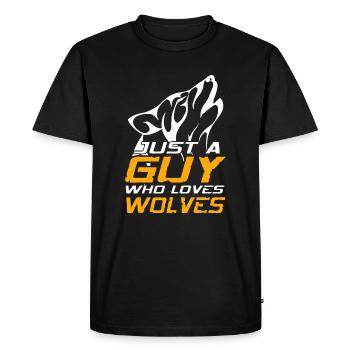 Retro Just A Guy Who Loves Wolves Cool - Men's Premium Organic T-Shirt - black - Front - Nico (187cm)