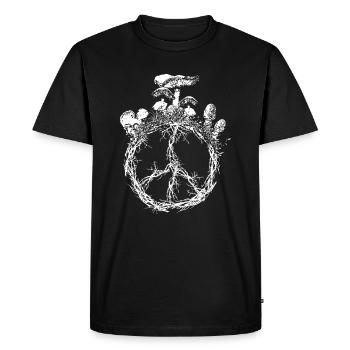 Signe de paix Champignon Cottagecore Shroom Mycologie - T-shirt Premium bio Homme - noir - Devant - Nico (187cm)
