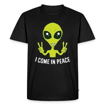 Cute Alien I Come In Peace Space Rave EDM Music - Men's Premium Organic T-Shirt - black - Front - Nico (187cm)