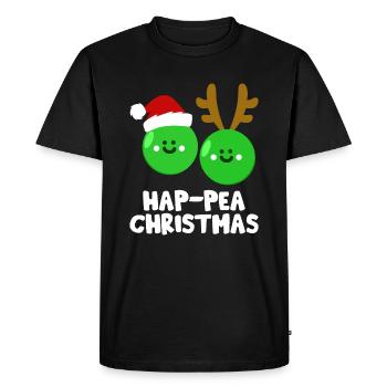 Hap-Pea Christmas Funny Vegetable Vegan Food Pun - Men's Premium Organic T-Shirt - black - Front - Nico (187cm)