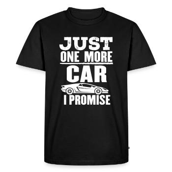 Citation d’amoureux de voiture - Juste une voiture de plus que je promets - T-shirt Premium bio Homme - noir - Devant - Nico (187cm)