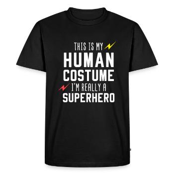 C’est mon costume humain, je suis vraiment un super-héros - T-shirt Premium bio Homme - noir - Devant - Nico (187cm)