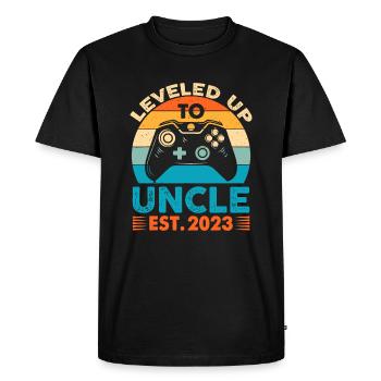 Leveled Up To Uncle 2023, Funny New Great Uncle - Men's Premium Organic T-Shirt - black - Front - Nico (187cm)