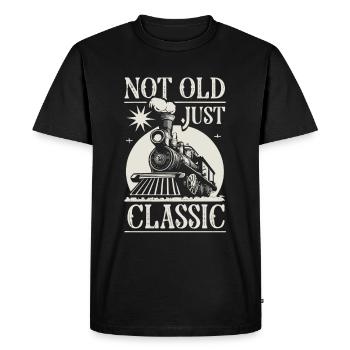 Not Old Just Classic - Locomotive Birthday - Men's Premium Organic T-Shirt - black - Front - Nico (187cm)