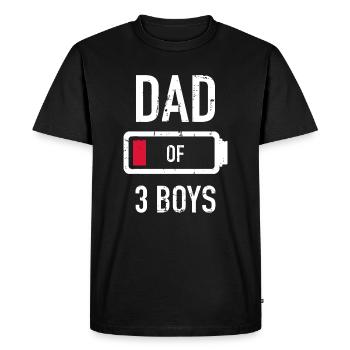 Papa de 3 trois garçons faible batterie cadeau pour le père - T-shirt Premium bio Homme - noir - Devant - Nico (187cm)