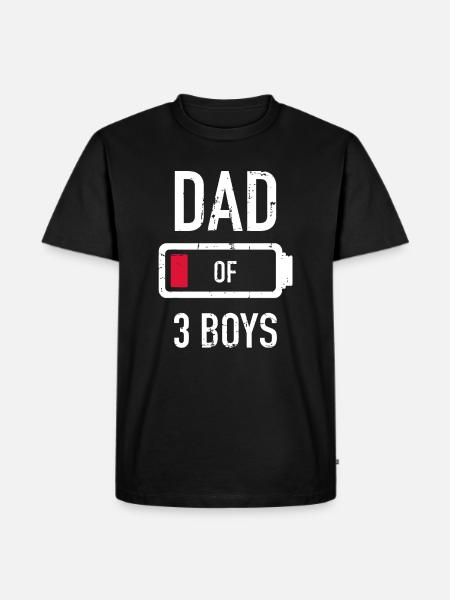 Far til 3 tre drenge gave med lavt batteri til fars - Herre Premium økologisk T-shirt - sort