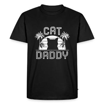 Cat Daddy Dad fathers day retro summer cat papa - Men's Premium Organic T-Shirt - black - Front - Nico (187cm)
