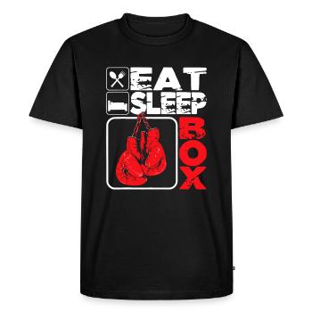 Eat Sleep Box - Boxeur amateur Gym Boxer Kickboxing - T-shirt Premium bio Homme - noir - Devant - Nico (187cm)