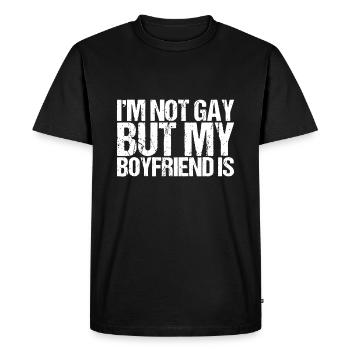 Je ne suis pas gay mais mon petit ami - T-shirt Premium bio Homme - noir - Devant - Nico (187cm)