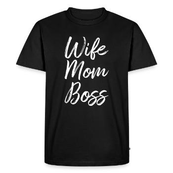 Femme Maman Manager Dame Drôle Maman Mignon - T-shirt Premium bio Homme - noir - Devant - Nico (187cm)