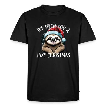 Paresseux de Noël Nous vous souhaitons un Noël paresseux - T-shirt Premium bio Homme - noir - Devant - Nico (187cm)