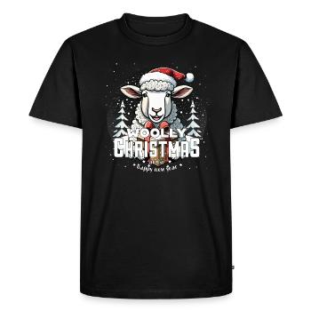Mouton de Noël - Noël laineux - T-shirt Premium bio Homme - noir - Devant - Nico (187cm)