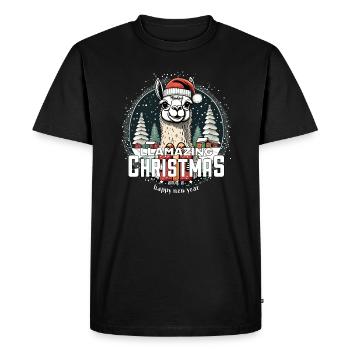 Lama de Noël llincroyable Noël - T-shirt Premium bio Homme - noir - Devant - Nico (187cm)