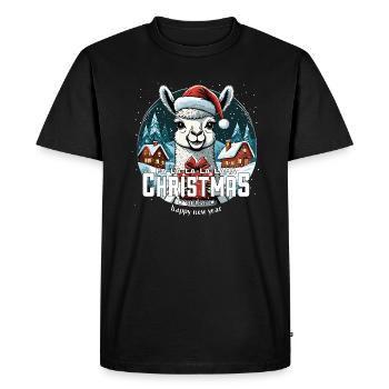 Lama de Noël Fa La La La Lama Noël - T-shirt Premium bio Homme - noir - Devant - Nico (187cm)
