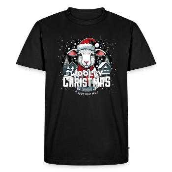 Mouton de Noël - Noël laineux - T-shirt Premium bio Homme - noir - Devant - Nico (187cm)