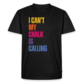 Je ne peux pas que ma craie appelle Boulderer - T-shirt Premium bio Homme - noir - Devant - Nico (187cm)