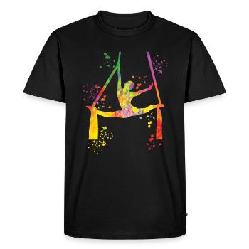 Tissu vertical acrobaties aériennes soie aérienne - T-shirt Premium bio Homme - noir - Devant - Nico (187cm)