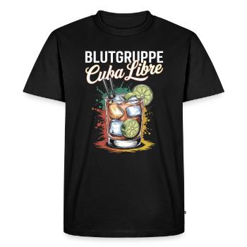 Blood Type Cuba Libre Cocktail Bartender - Men's Premium Organic T-Shirt - black - Front - Nico (187cm)