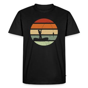 Pêcheur rétro vintage de pêche - T-shirt Premium bio Homme - noir - Devant - Nico (187cm)