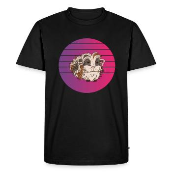 Retro Vintage Lunkarya Guinea Pig Design - Men's Premium Organic T-Shirt - black - Front - Nico (187cm)