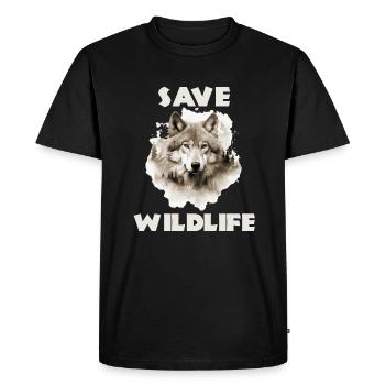 Save Wildlife Wolf Wolf Head Motif - Men's Premium Organic T-Shirt - black - Front - Nico (187cm)