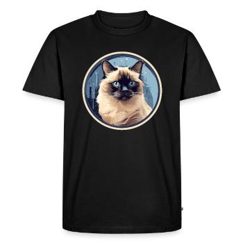 Burmese Cat - Men's Premium Organic T-Shirt - black - Front - Nico (187cm)