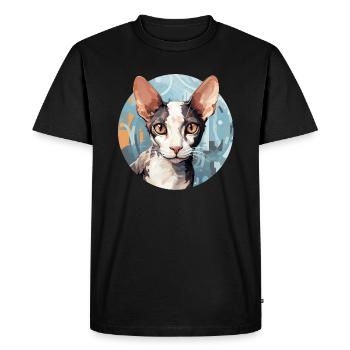 Cornish Rex Cat - Men's Premium Organic T-Shirt - black - Front - Nico (187cm)