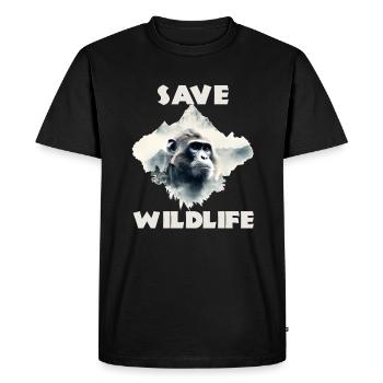 Sauver la faune chimpanzé - T-shirt Premium bio Homme - noir - Devant - Nico (187cm)