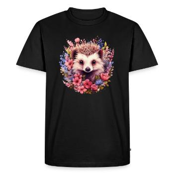 Hedgehog cottagecore - Men's Premium Organic T-Shirt - black - Front - Nico (187cm)