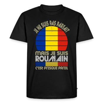 Je ne suis pas parfait mais je suis Roumain - T-shirt Premium bio Homme - noir - Devant - Nico (187cm)
