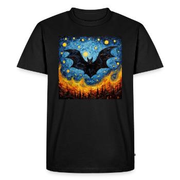Bat, Van Gogh, Starry Night, Animal - Men's Premium Organic T-Shirt - black - Front - Nico (187cm)