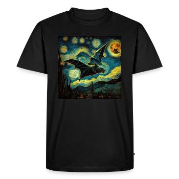 Bat, Van Gogh, Starry Night, Animal - Men's Premium Organic T-Shirt - black - Front - Nico (187cm)