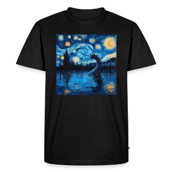 Monstre du Loch Ness, Nessie, Van Gogh, Nuit étoilée - T-shirt Premium bio Homme - noir - Devant - Nico (187cm)