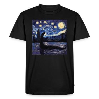 Monstre du Loch Ness, Nessie, Van Gogh, Nuit étoilée - T-shirt Premium bio Homme - noir - Devant - Nico (187cm)