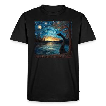 Monstre du Loch Ness, Nessie, Van Gogh, Nuit étoilée - T-shirt Premium bio Homme - noir - Devant - Nico (187cm)