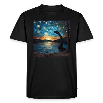 Monstre du Loch Ness, Nessie, Van Gogh, Nuit étoilée - T-shirt Premium bio Homme - noir - Devant - Nico (187cm)