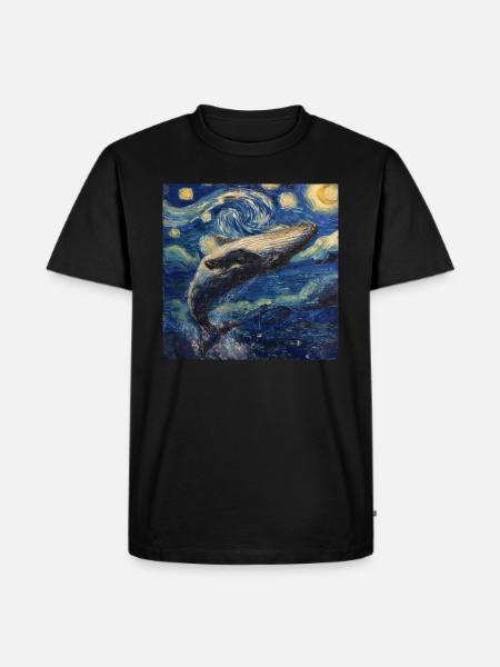 Whale Fish Van Gogh - Men's Premium Organic T-Shirt - black