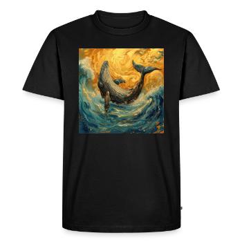 Poisson-baleine Van Gogh - T-shirt Premium bio Homme - noir - Devant - Nico (187cm)