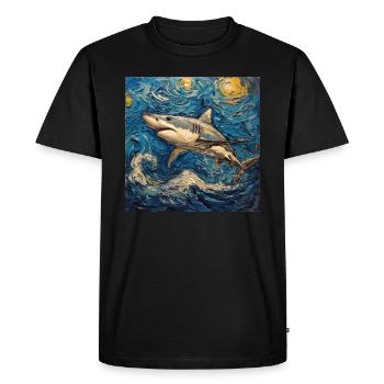Shark, Shark, Fish, Van Gogh, Starry Night - Men's Premium Organic T-Shirt - black - Front - Nico (187cm)