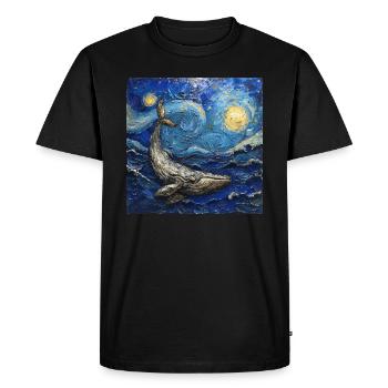 Baleines, Poisson, Océan, Van Gogh, Nuit étoilée - T-shirt Premium bio Homme - noir - Devant - Nico (187cm)